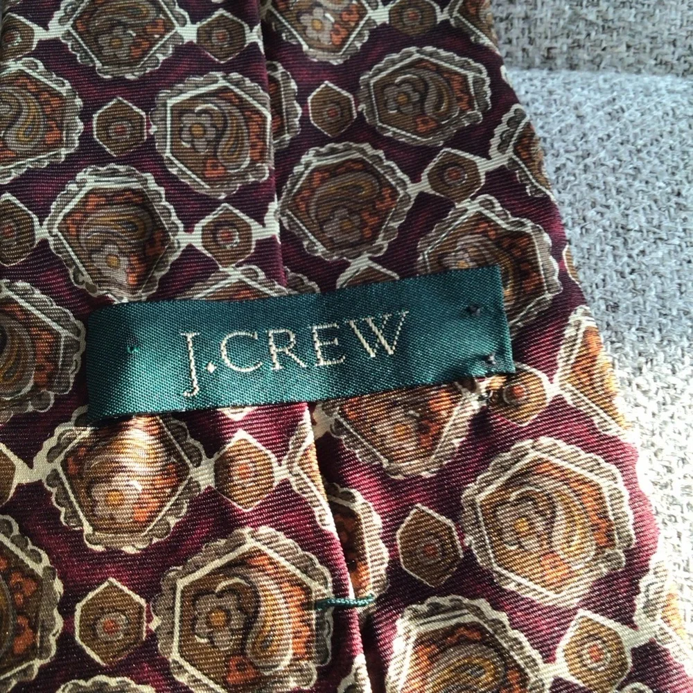 J.Crew Burgundy and Gold Paisley Silk Tie